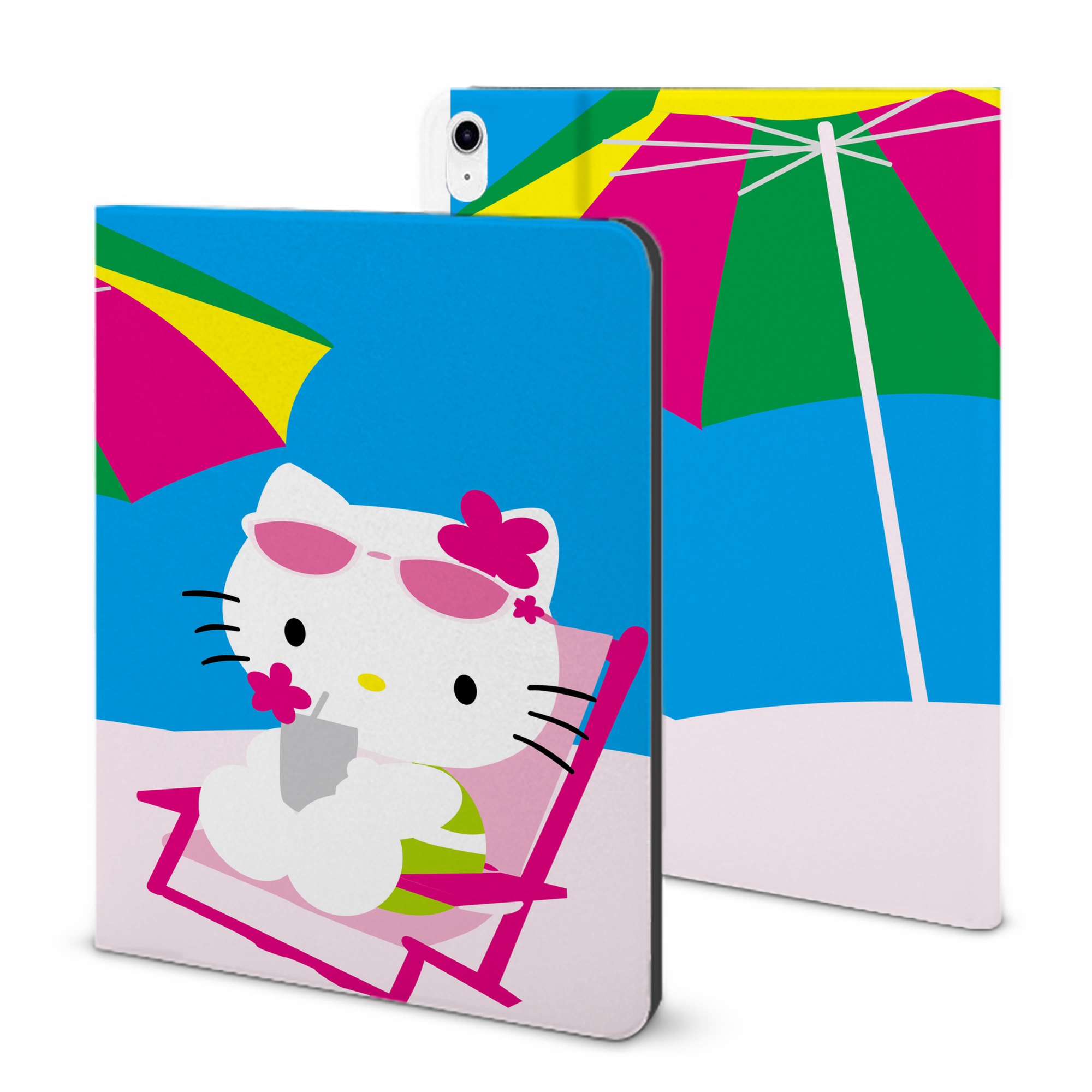 （画像用） Hello Kitty ハローキティ IPad ケース ブック型 PUレザー TPU 耐衝撃 軽量 薄型 ペン収納なし 全面保護 IPad 各モデル対応